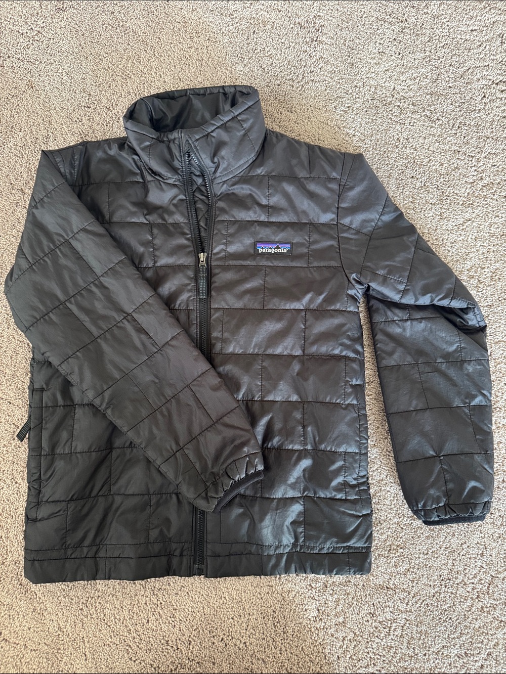 Patagonia Nano Puff Black Quilted Insulated Jacket, kids
